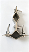 Cargar imagen en el visor de la galería, 50 Pack Stainless steel double antenna mast mount clamp, pole-to-pipe connector fits 1”-2” &amp; 0.93”-1.4” pipes. Ideal for TV antenna, flagpole, camera outdoor mounting, rust-proof &amp; heavy duty.

