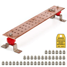 Load image into Gallery viewer, GOUNENGNAIL- 24&quot; x 4&quot; x 1/4&quot; Copper Bus Bar,Heavy Duty Ground Bar Kit, 36 x 0.438’’ Holes and Slots with 2” Standoff Insulators Made from UL Recognized Material,2500V

