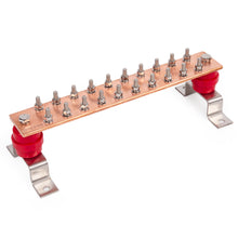 Cargar imagen en el visor de la galería, Copper Ground Bar Kit - .25&quot; x 2&quot; x 12&quot; Busbar with 20 Terminal Positions
