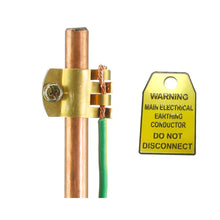 Cargar imagen en el visor de la galería, Australian Standards Earth Stake,1.4m Long Rod Kit with Brass Earth Clamp and Warning Tag
