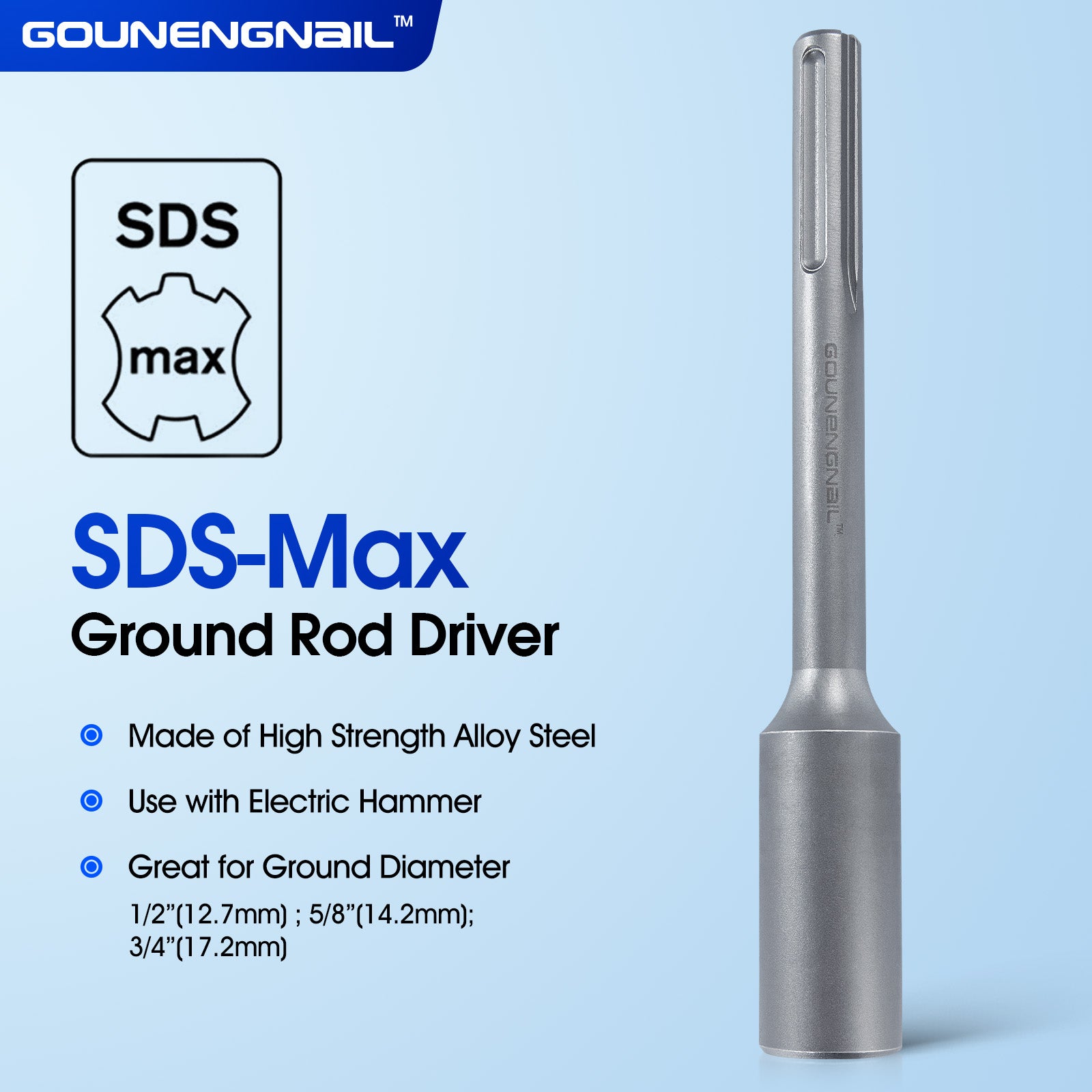 Rod Driver SDS Max Ground Rod Driver for 1/2,5/8,3/4 inch Grounding Rods ...