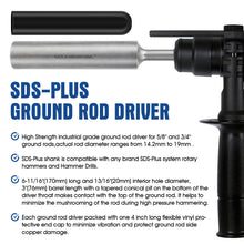 Carregar imagem no visualizador da galeria, SDS-Plus Ground Rod Driver for 5/8 Inch and 3/4 Inch Ground Rods,Fits for  Any SDS-Plus Rotary Hammer Drills with Flexible Vinyl Protective End Cap
