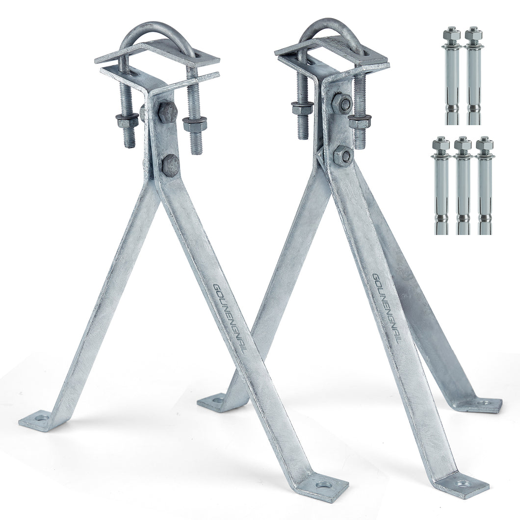 GOUNENGNAIL-14 Inch Heavy-Duty Wall Metal Mounting Brackets for Antenna Poles and Mast ,Stand Off Wall Mast Mount Clamps,1 Pair with Expansion Bolts