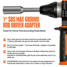 Load image into Gallery viewer, 1&quot; SDS Max Ground Rod Post Driver Adapter-Free shipping
