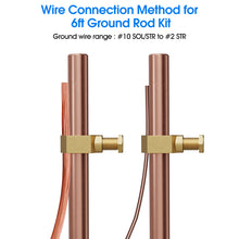 Carregar imagem no visualizador da galeria, 6ft Ground Rod Kit - 1/2&#39;&#39; Bonded Electrical Copper Grounding Rod with Bronze Clamp UL Listed,Great for Fence Lightning Strike Electrode Earthing Rod, Swimming Pool Ground Rod
