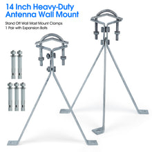 Cargar imagen en el visor de la galería, GOUNENGNAIL-14 Inch Heavy-Duty Wall Metal Mounting Brackets for Antenna Poles and Mast ,Stand Off Wall Mast Mount Clamps,1 Pair with Expansion Bolts
