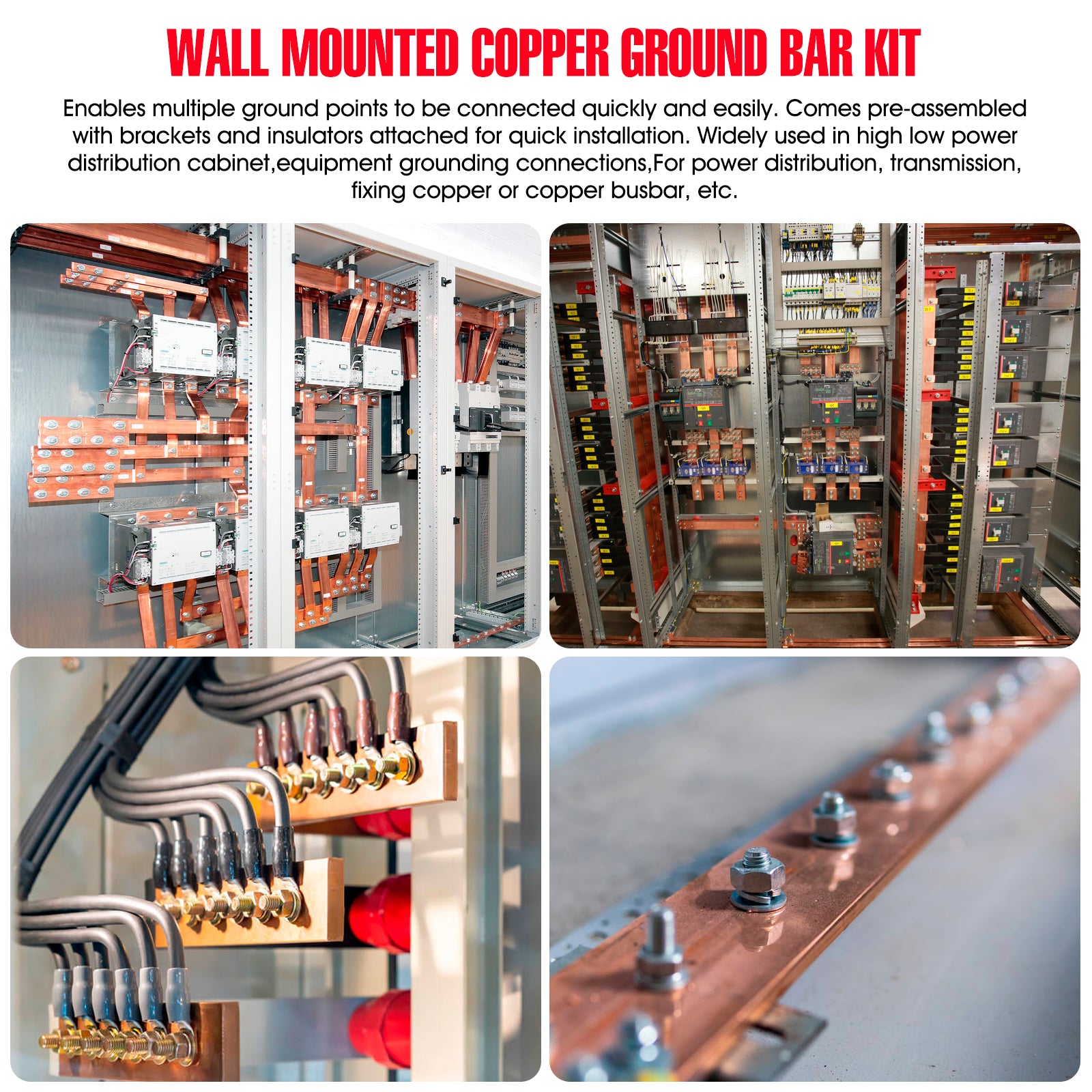 Busbar Kit Copper Ground Bar Kit - .25
