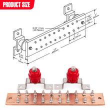 Cargar imagen en el visor de la galería, Copper Ground Bar Kit - .25&quot; x 2&quot; x 12&quot; Busbar with 20 Terminal Positions
