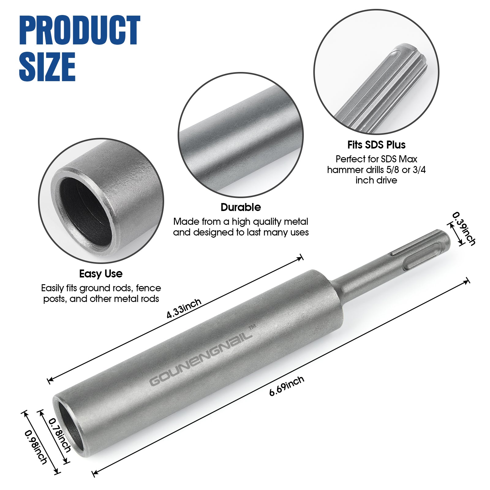 SDS-Plus Ground Rod Driver For 5/8" & 3/4" Ground