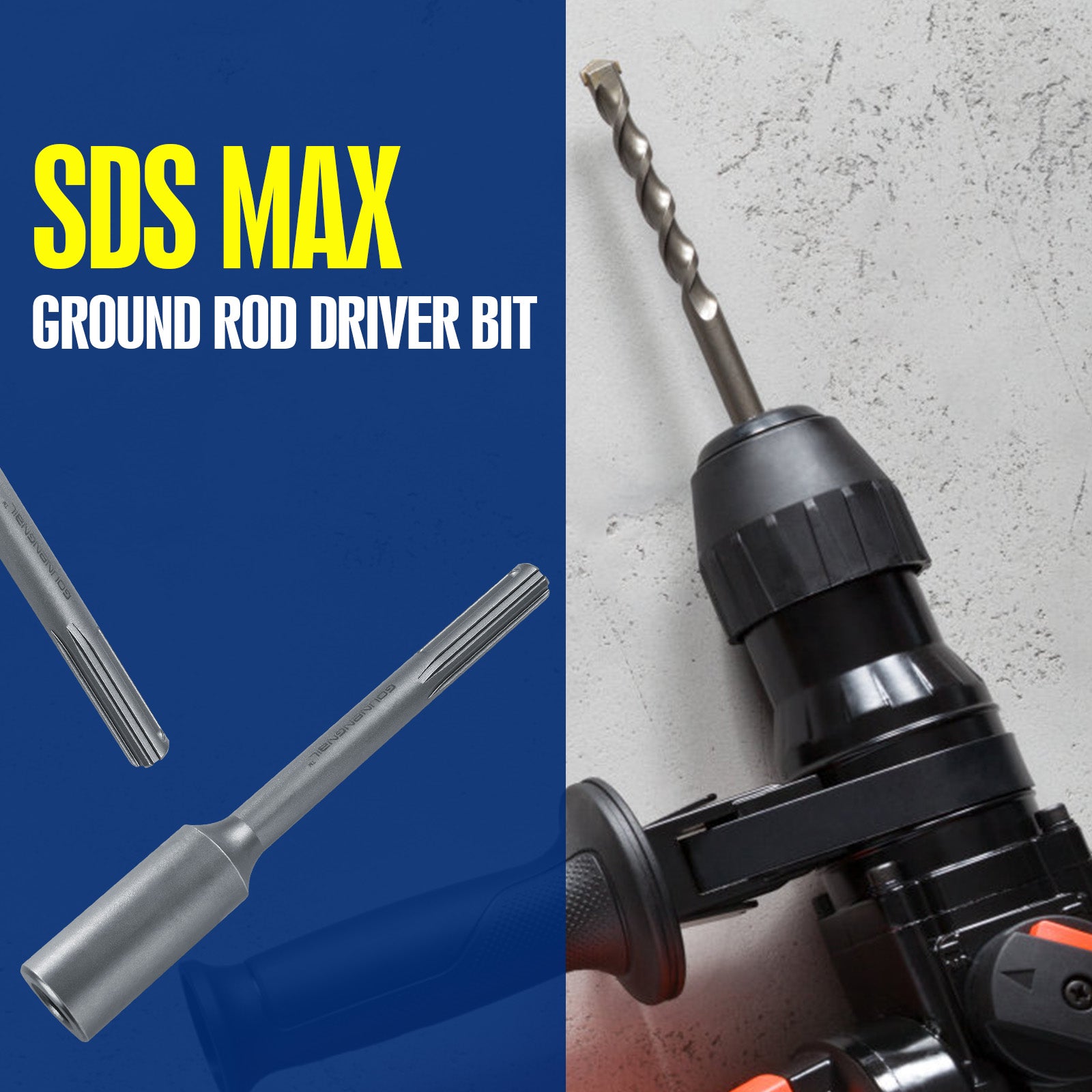 Rod Driver SDS Max Ground Rod Driver for 1/2,5/8,3/4 inch Grounding Rods ...