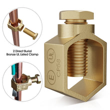 Carregar imagem no visualizador da galeria, 6ft Ground Rod Kit - 1/2&#39;&#39; Bonded Electrical Copper Grounding Rod with Bronze Clamp UL Listed,Great for Fence Lightning Strike Electrode Earthing Rod, Swimming Pool Ground Rod
