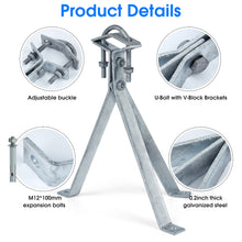 Carregar imagem no visualizador da galeria, GOUNENGNAIL-14 Inch Heavy-Duty Wall Metal Mounting Brackets for Antenna Poles and Mast ,Stand Off Wall Mast Mount Clamps,1 Pair with Expansion Bolts
