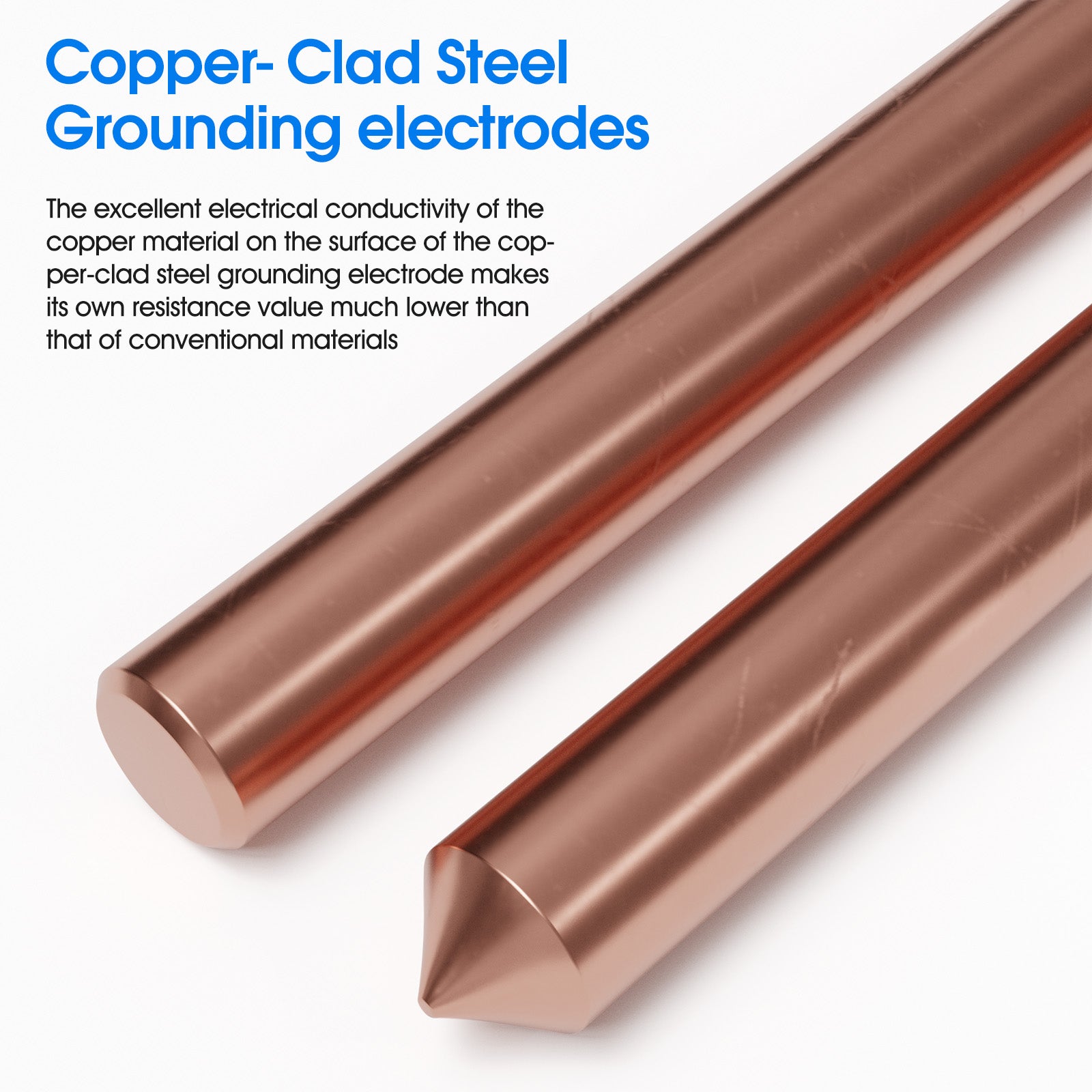 6ft Ground Rod Kit - 1/2'' Bonded Electrical Copper Grounding Rod with ...