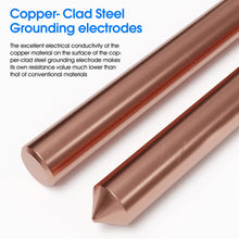 Carregar imagem no visualizador da galeria, 6ft Ground Rod Kit - 1/2&#39;&#39; Bonded Electrical Copper Grounding Rod with Bronze Clamp UL Listed,Great for Fence Lightning Strike Electrode Earthing Rod, Swimming Pool Ground Rod
