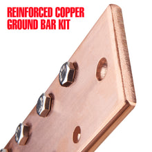 Cargar imagen en el visor de la galería, Copper Ground Bar Kit - .25&quot; x 2&quot; x 12&quot; Busbar with 20 Terminal Positions
