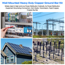Load image into Gallery viewer, GOUNENGNAIL- 24&quot; Copper Bus Bar,Heavy Duty Ground Bar Kit, 36 x 0.28’’ Holes with 2” Standoff Insulators Made from UL Recognized Material,2500V
