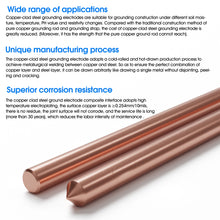 Carregar imagem no visualizador da galeria, 6ft Ground Rod Kit - 1/2&#39;&#39; Bonded Electrical Copper Grounding Rod with Bronze Clamp UL Listed,Great for Fence Lightning Strike Electrode Earthing Rod, Swimming Pool Ground Rod
